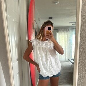 Knox Rose White Ruffled Blouse Relaxed Fit